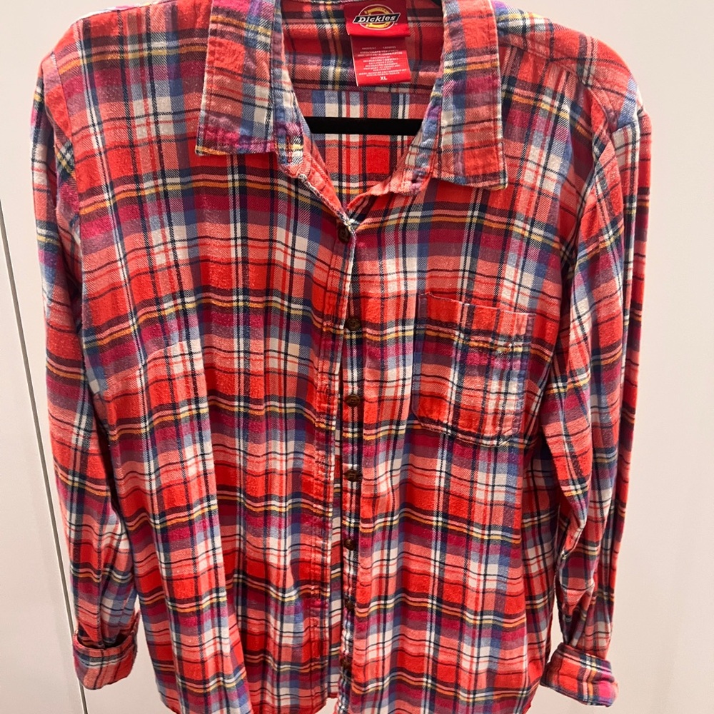 Dickies Men's Multicolor Plaid Button Down Shirt